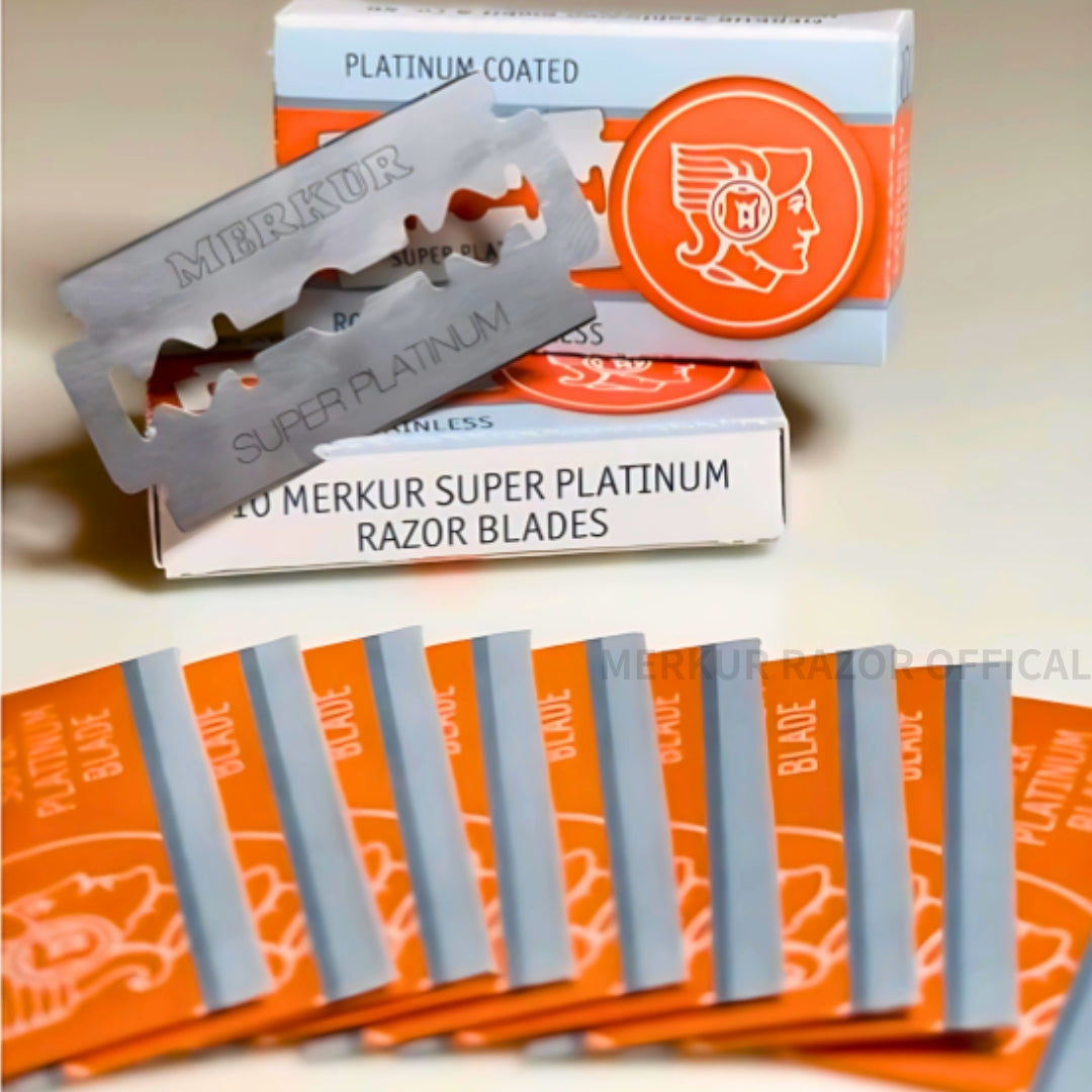 MERKUR メルクール プラチナム 安全カミソリ 替刃 10枚入り【正規品】ドイツ製 両刃 ステンレス プラチナコーティング