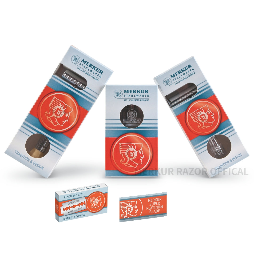 MERKUR メルクール プラチナム 安全カミソリ 替刃 10枚入り【正規品】ドイツ製 両刃 ステンレス プラチナコーティング